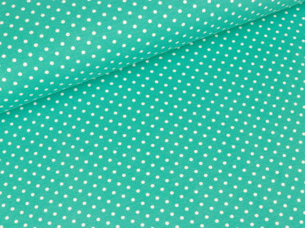 Reststück 18cm - Baumwolljersey Verena Pünktchen weiß auf Mint