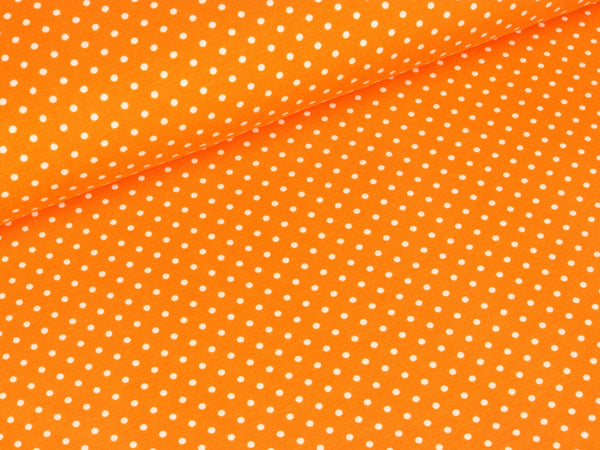 Reststück 60cm - Baumwolljersey Verena Pünktchen weiß auf Orange