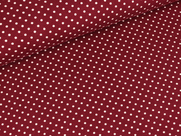 Reststück 41cm - Baumwolljersey Verena Pünktchen weiß auf Bordeaux