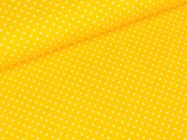 Reststück 52cm - Baumwolljersey Verena Pünktchen weiß auf Sonnengelb
