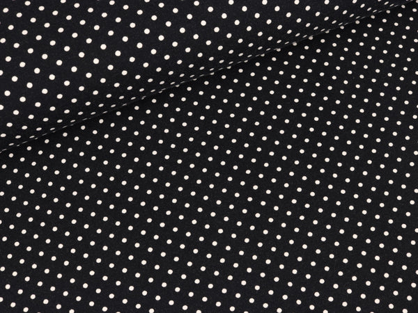 Reststück 35cm - Baumwolljersey Verena Pünktchen weiß auf Tiefblau