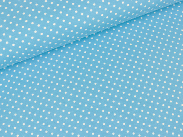 Reststück 42cm - Baumwolljersey Verena Pünktchen weiß auf Hellblau