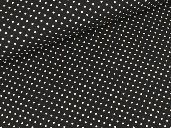 Reststück 13cm - Baumwolljersey Verena Pünktchen weiß auf Anthrazit