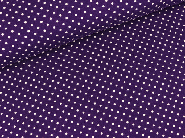 Reststück 11cm - Baumwolljersey Verena Pünktchen weiß auf Violett