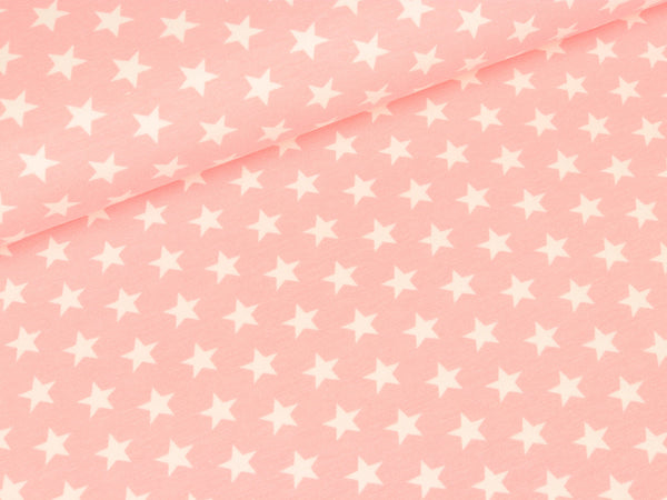 Reststück 21cm - Baumwolljersey Verena Kleine Sterne weiß auf Rosa