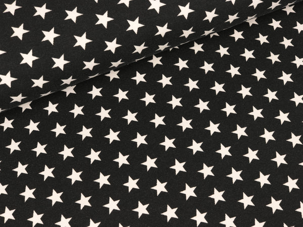 Reststück 8cm - Baumwolljersey Verena Kleine Sterne weiß auf Anthrazit