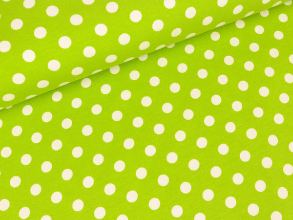Reststück 35cm - Baumwolljersey Verena Punkte weiß auf Hellgrün