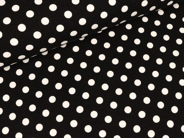 Reststück 29cm - Baumwolljersey Verena Punkte weiß auf Schwarz