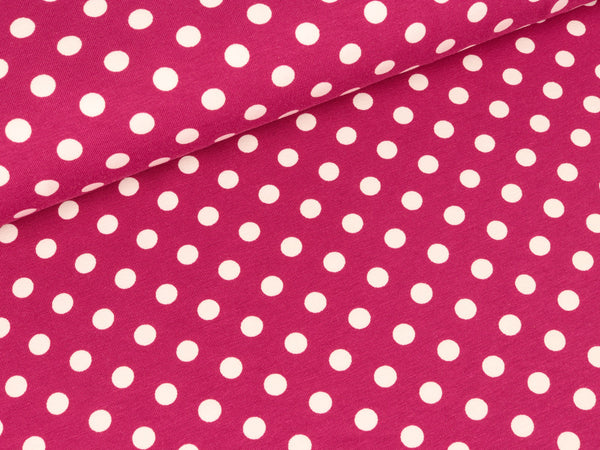 Reststück 37cm - Baumwolljersey Verena Punkte weiß auf Erika