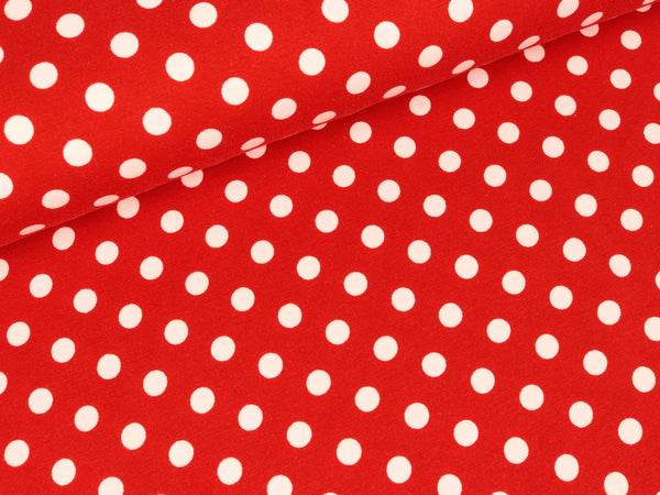 Reststück 33cm - Baumwolljersey Verena Punkte weiß auf Rot