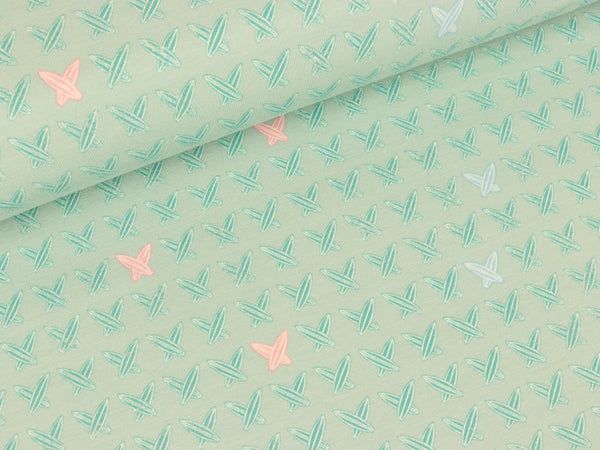 Reststück 43cm - Baumwolljersey Surfboards mint