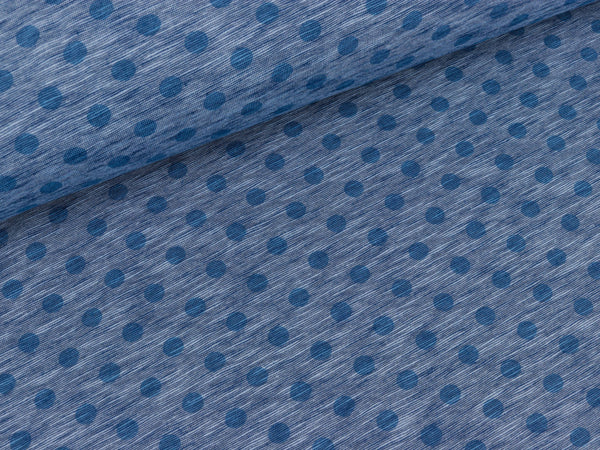 Reststück 34cm - Jersey Nadine Punkte blau-rauchblau meliert