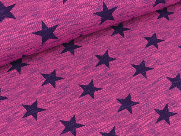 Reststück 140cm - Jersey Nadine Sterne beere-lila meliert