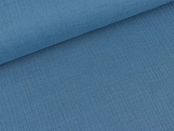 Baumwoll Musselin Double Gauze rauchblau uni