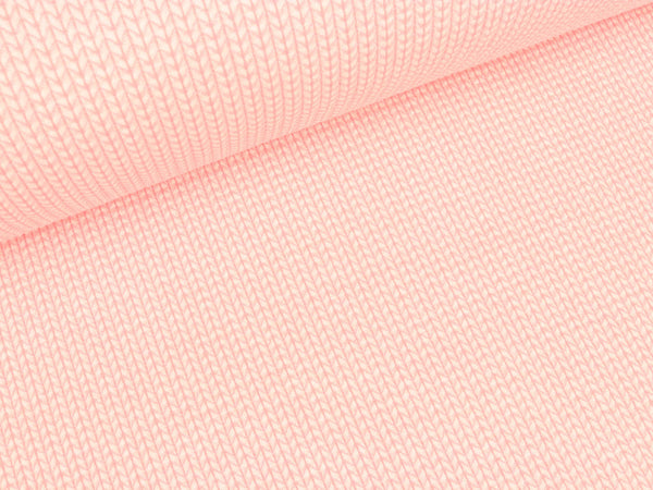 Reststück 32cm - Jacquardjersey Knit Knit Summer Edition rosa scuro-weiß