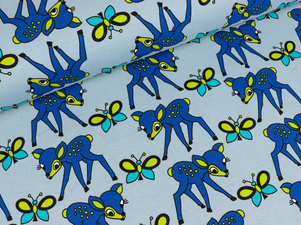 Baumwolljersey Vicente Rehe auf Hellblau