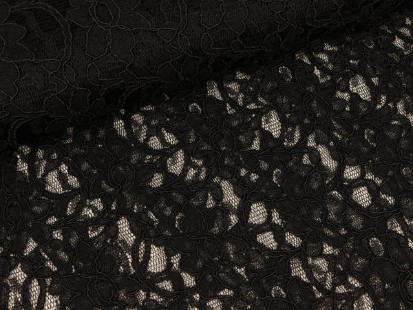 Reststück 15cm - Spitze schwarz mit Bogenkante