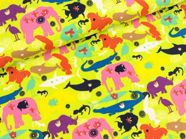 Baumwolljersey Vicente Tiere auf Kiwi