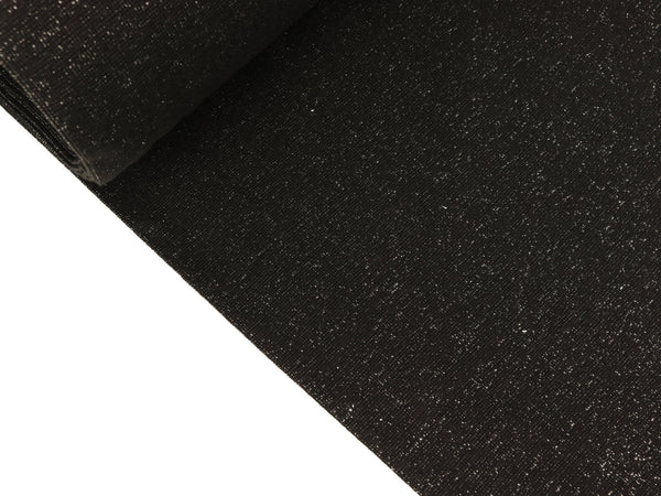 Glatte Bündchenware schwarz mit silberfarbenem Glitzer