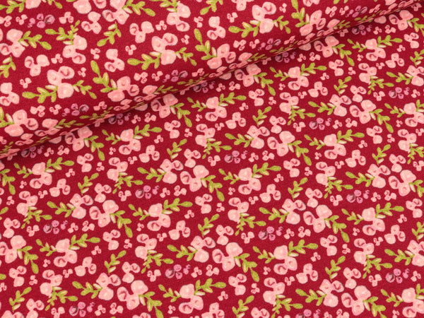 Leichter Baumwollsweat Loves to Paint Kleine Blumen auf Bordeaux