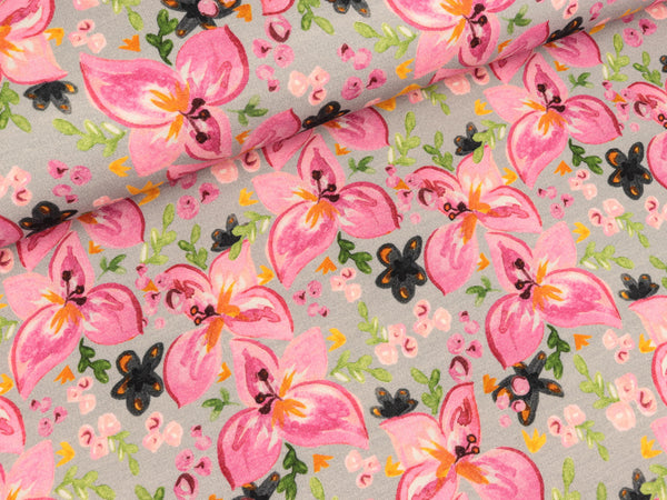 Leichter Baumwollsweat Loves to Paint Blumen auf Hellgrau