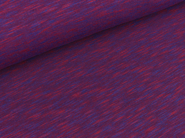 Sweatshirtstoff Lucy blau-rot meliert