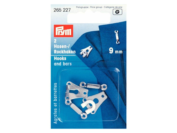 Prym 265227 Hosen- / Rockhaken silberfarbig - 9mm - 2 Stück