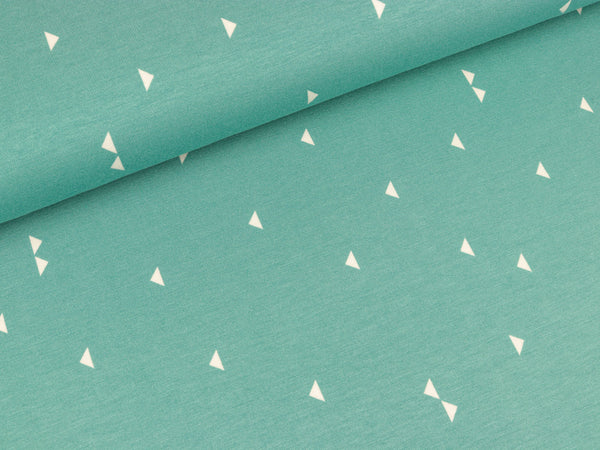 Viscosejersey Pauline Dreiecke weiß auf Mint