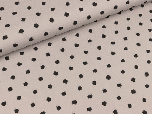 Baumwollpopeline Sterne schwarz auf Hellgrau