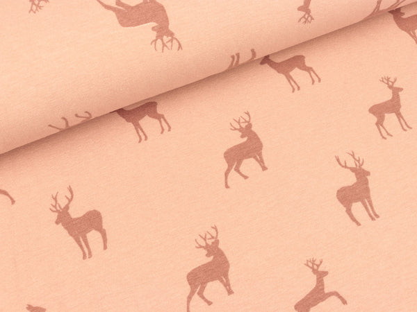 Baumwolljersey Jumping Deer altrosa