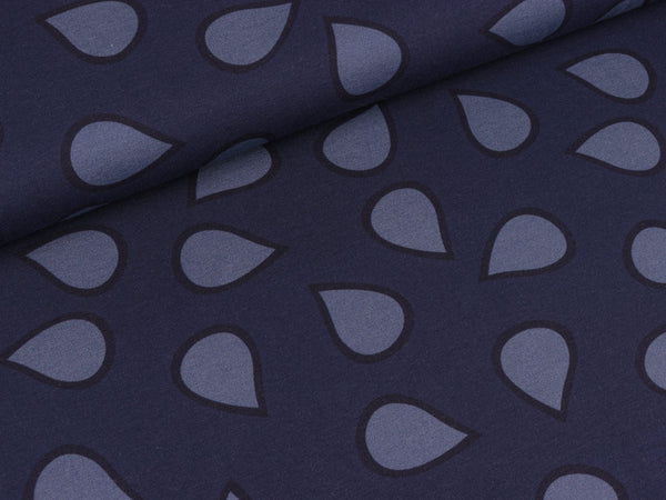 Baumwolljersey Party on the Glade Große Tropfen dunkelblau by Cherry Picking