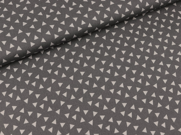 Baumwollpopeline Philipp Kleine Dreiecke hellgrau auf Grau