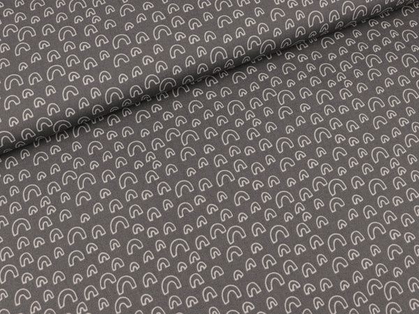 Baumwollpopeline Philipp Kleine Bögen hellgrau auf Grau