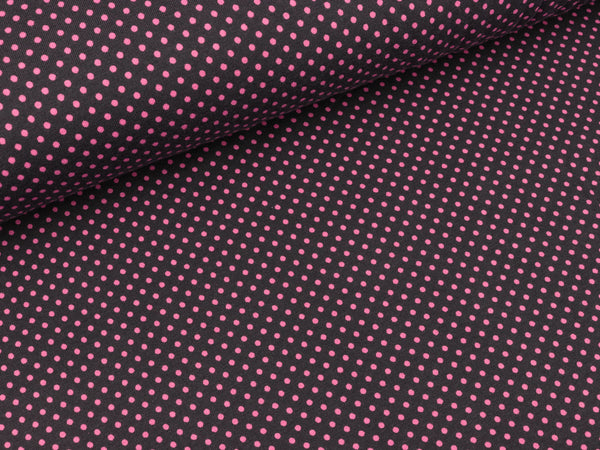 Baumwolljersey Pünktchen pink auf Dunkelgrau