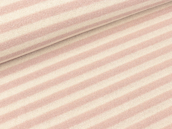 Sparkling Jersey Michel Stripe altrosa-weiß Glitzer