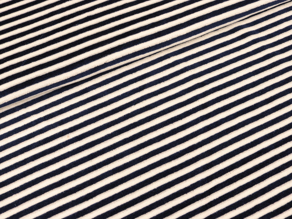 Nickistoff Marie dunkelblau-weiß Streifen