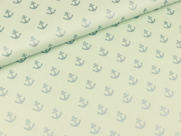 Baumwollstoff Glitter Anchors mint Glitzer