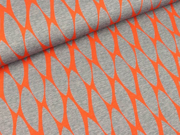 Baumwolljersey The little Things in Life blaugrau-neonorange by Cherry Picking