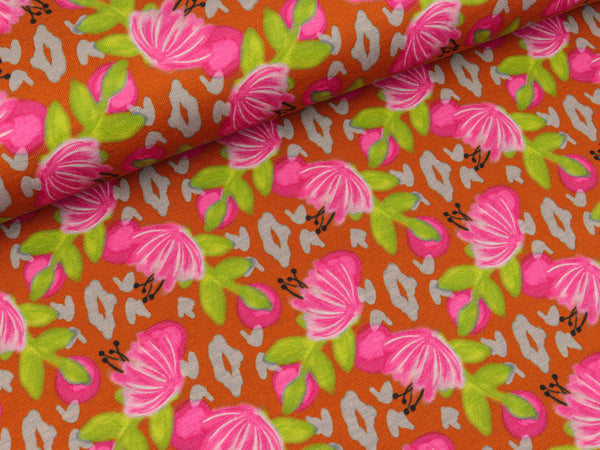 Baumwolljersey Flowleo terracotta-bunt by Cherry Picking