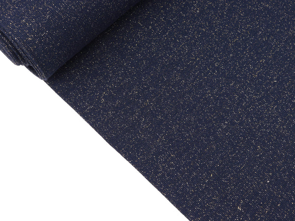 Glatte Bündchenware Sven dunkelblau mit goldfarbenem Glitzer