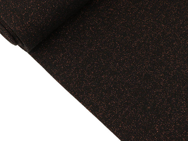 Glatte Bündchenware Sven schwarz mit kupferfarbenem Glitzer