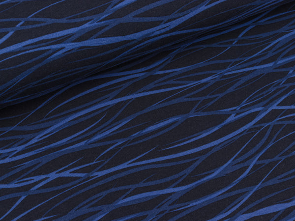 Baumwollsweat Wire dunkelblau-blau by Petra Laitner