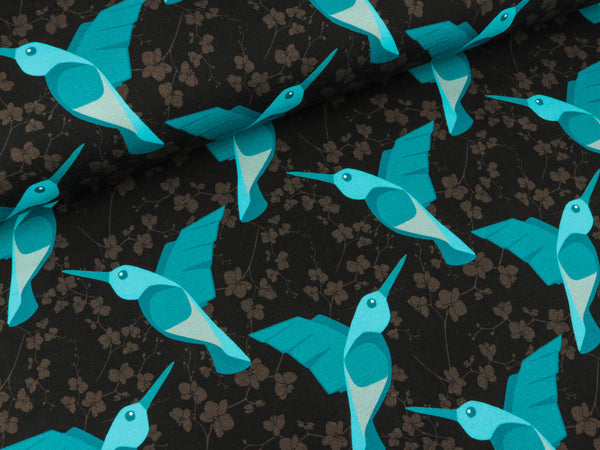 Baumwollsweat Humming Bird schwarz-bunt by Bienvenido Colorido