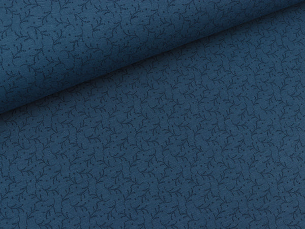 Baumwolljersey Valerie Ranken dunkelblau auf Jeansblau