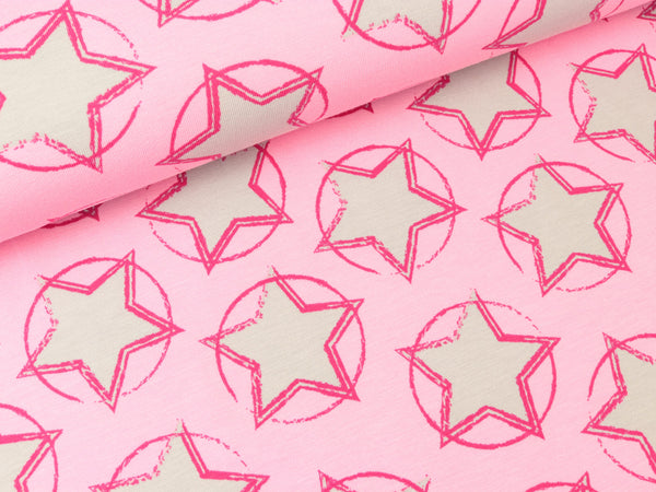 Baumwolljersey Stars in the Middle rosa-pink
