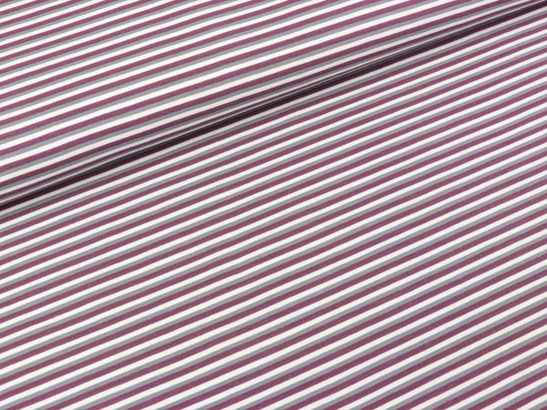 Baumwolljersey Elephant Parade Stripes mauve-hellgrau-weiß