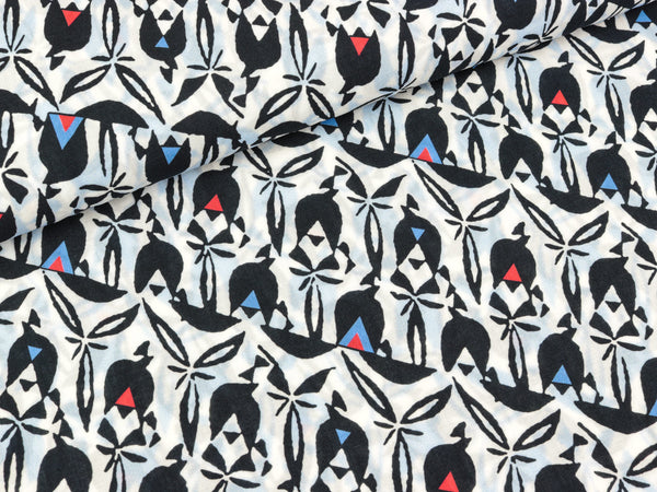 Viskosestoff Fantasy bunt auf Weiß