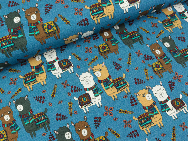 Baumwolljersey Viva Alpaka blau meliert by Bienvenido Colorido