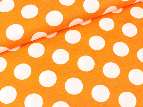 Baumwolljersey Dots weiß auf Orange