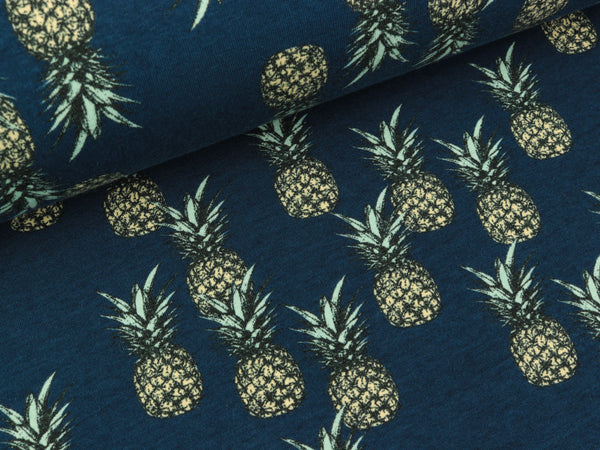 Baumwolljersey Pineapple auf Dunkelblau